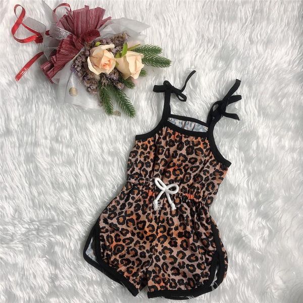 

jumpsuits 1-4years fashion toddler kids girls summer clothes leopard print strap elastic waist romper shorts pants overalls, Blue