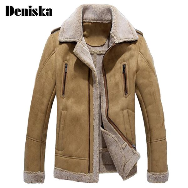 

men's leather & faux england men fur jacket jaqueta de couro masculino coat middle-aged mens slim fit overcoats netf, Black