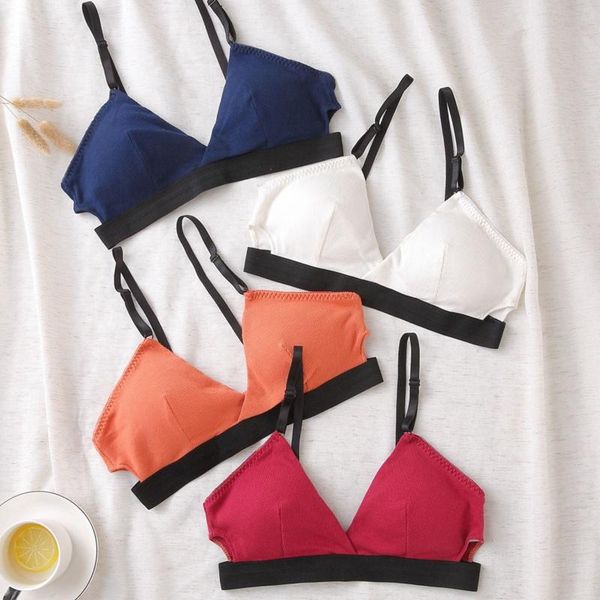 

bras sets women creative striped underwear push up seamless lingerie female bra briefs set, Red;black