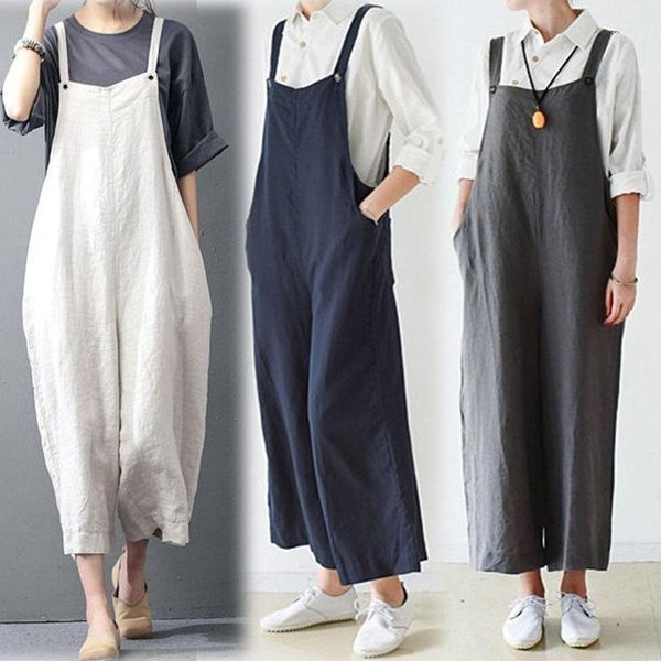 

style women's loose pants dungarees jumpsuit oversize baggy overalls strappy fashion capris trousers &, Black;white