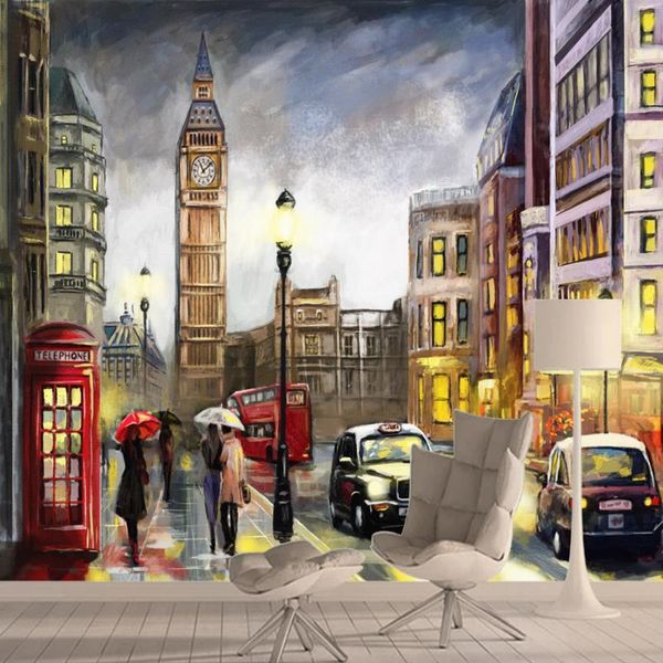 

wallpapers european city building painting style home decor walls papers 3d for living room peel and stick murals prints