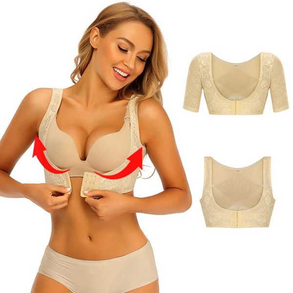 

women's shapers women push up shapewear posture corrector chest collect vest breasted straps arms sheath body shaper back slimming unde, Black;white
