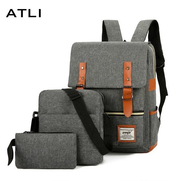 

backpack three piece set leisure trend sports for men 2021 with the same style oxford cloth travel outdoor school bag