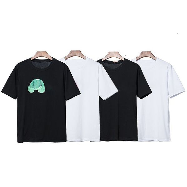 

women cotton blouse women's t-shirt t-shirts short sve with print pattern of broken head teddy bear ladies shirts t shirt rabbit, White