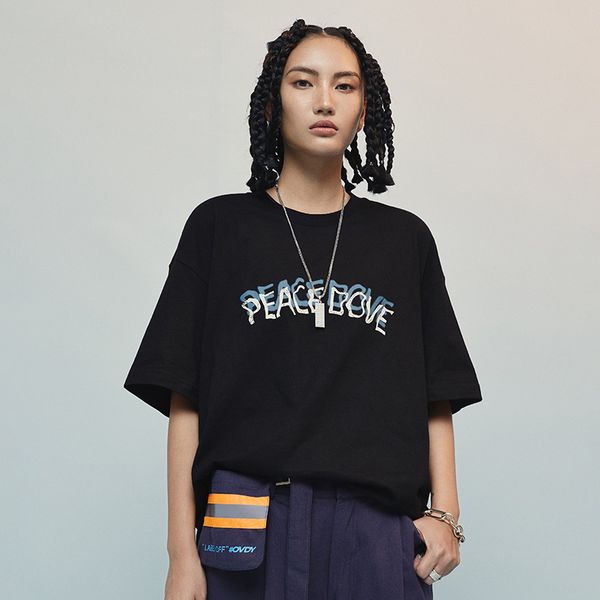 

t shirt 2021 national fashion brand short sleeve men's and women's personalized loose theme printed wear, White