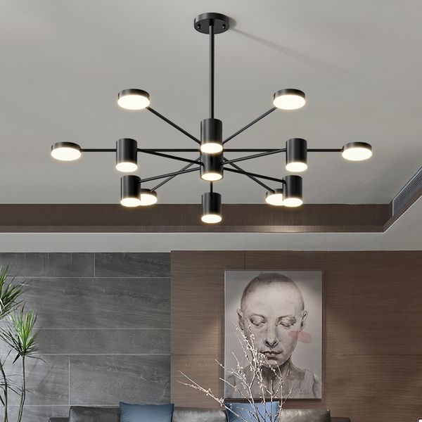 Sarkık lambalar oturma yemek odası yatak odası tavan modern Nordic siyah avize kapalı ışık fikstür AC110V-240V