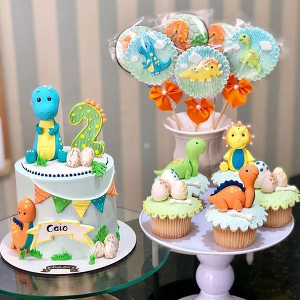 Decorazioni Torta Dinosauri Cute Dinosaur Cupcake Toppers Decorazione per Torta di Compleanno per Baby Shower Festa di Compleanno per Bambini 9 Pezzi 