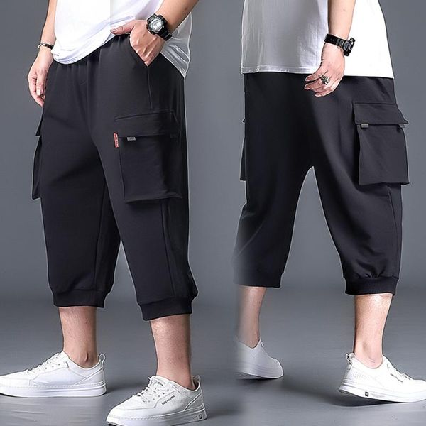 

cropped pants men shorts sports loose 7-point summer casual beach thin men's, Black