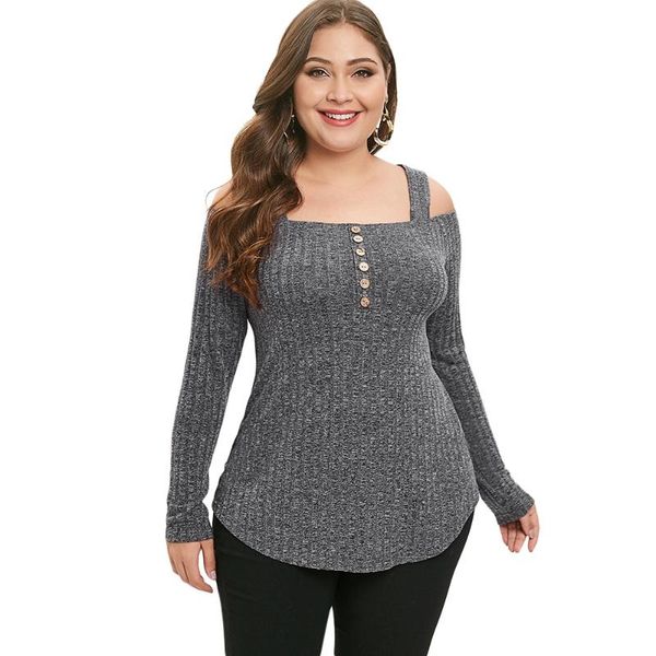 

women's vests plus size cold shoulder button knitwear, Black;white