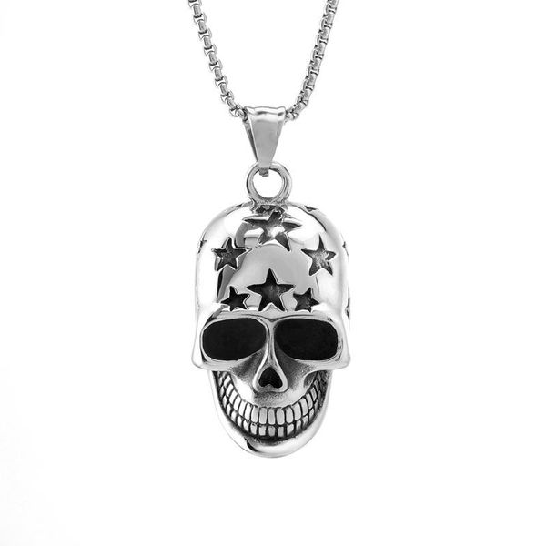 

pendant necklaces stainless steel men's ghost head necklace for women cool star skull clavicle chain charm titanium jewelry, Silver