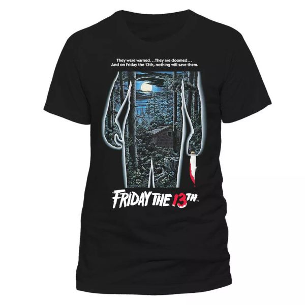 

friday the 13th woodland image jason voorhees licensed t-shirt mens, White;black