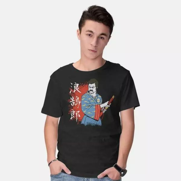 

Ronin Swan-san Japanese Samurai Movie Funny Mashup Black T-Shirt S-6XL, White;black