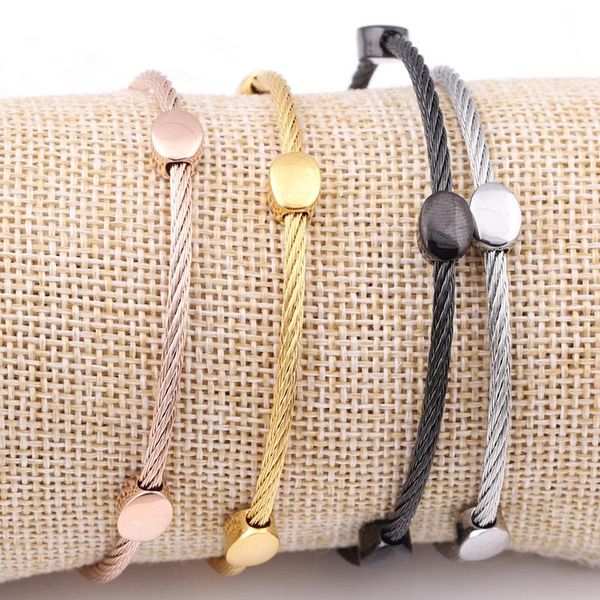 

bangle bracelet female stainless steel jewelry for women silver/ gold/ rose black wire bracelets