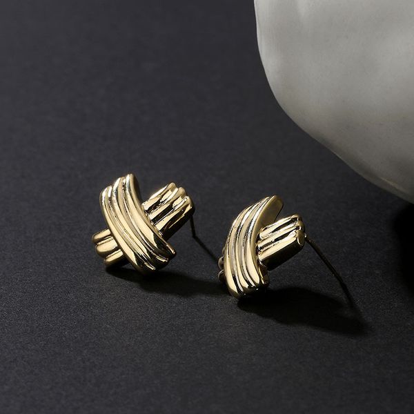 

design cross design earrings s925 silver pin earrings, Golden