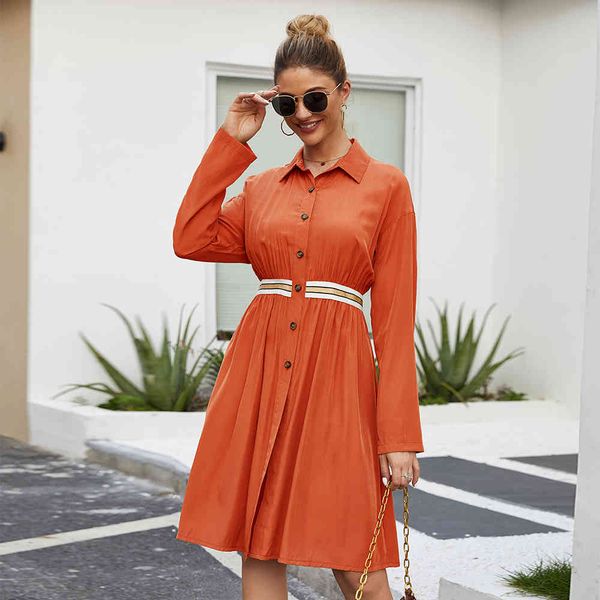 

dresses women elegant front button knee length solid color long sleeve casual ladies dresses autumn fashion vintage female dress, Black;gray