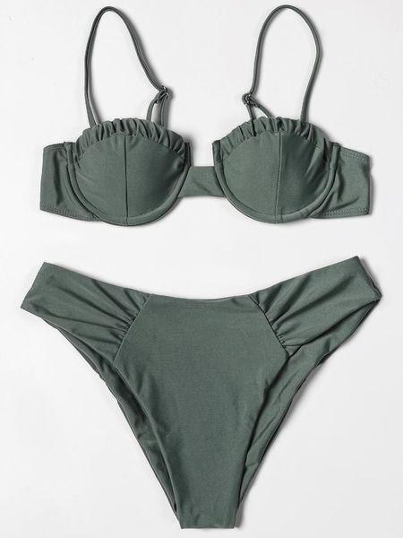 

women's swimwear 2021 two pieces summer high waist female bathing suit underwire ladies swimsuit bikini set push up padded biquini, White;black