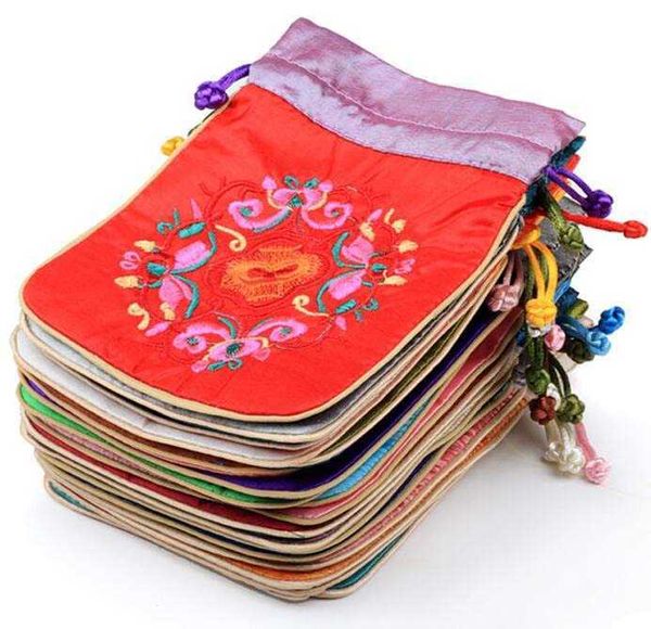 Bolsa de jóias 16.5x12cm, saco de presente, malotas de jóias, cor misturada, saco de seda flor artesanal estilo tradicional chinês 211014