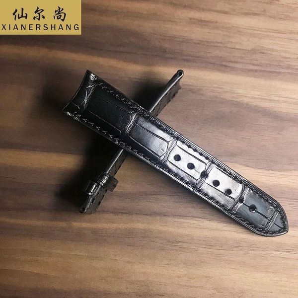 

watch bands custom alligator watchbands handmade double crocodile strap men women band 19mm 20mm 21mm 22mm genuine leather belt 24, Black;brown