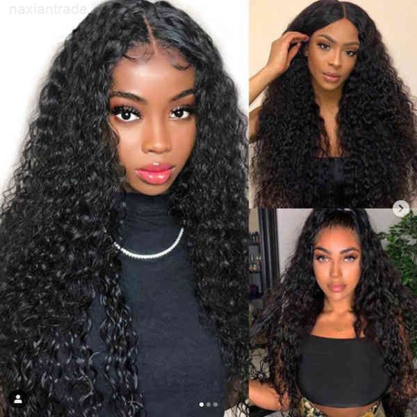 

wig black medium split small water ripple corn perm long curly black chemical fiber hair cap
