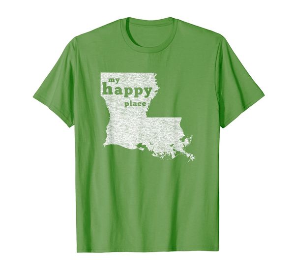 

louisiana t-shirt distressed my happy place tee, White;black