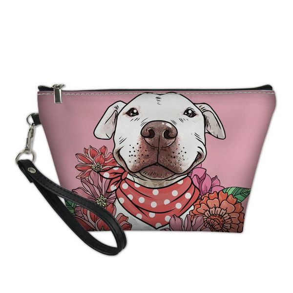 

pitbull floral pattern women's cosmetic bag casual makeup case pouch large capacity travel organizer toiletry bags & cases