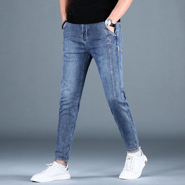 

men's jeans mens casual blue summer men fashion spliced pencil pants