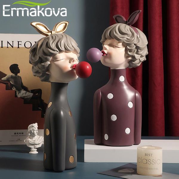 

decorative objects & figurines ermakova nordic blowing bubbles girl statue abstract sculpture resin home decoration accessories morden birth