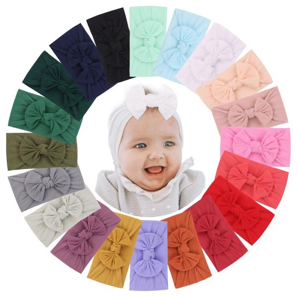 

hair accessories nylon solid colors bow baby headband for girls born headbands elastic bands turban headwear kids, Slivery;white