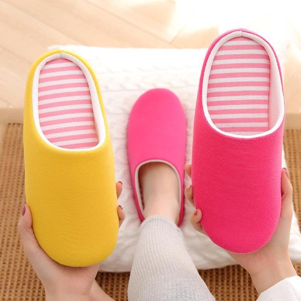 

slippers cotton women comfortable flat shoes plush warm men slides casual couple living room footwear, Black