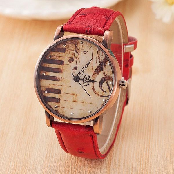 

wristwatches fashion women quartz wrist watches vintage leather strap piano keys watch casual dress women's relojes hombre 2021 clock, Slivery;brown