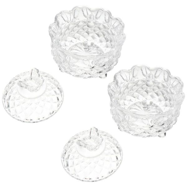

storage bottles & jars 2 pcs clear candy jar glass container canister with lid