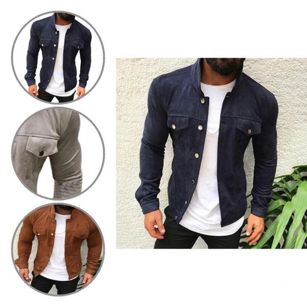 

men's jackets streetwear simple warm pure color jacket slim men outwear buttons for office, Black;brown