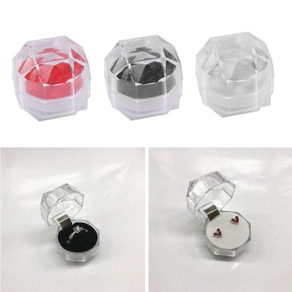 

jewelry pouches, bags 20pcs portable ring earring box acrylic transparent wedding organizer, Pink;blue