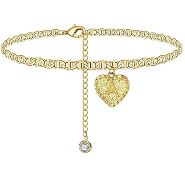

sandy beach anklets a-z 26 letter initial anklets for women gold stainless steel ankle bracelet on the leg female foot chain anklet jewelry, Red;blue