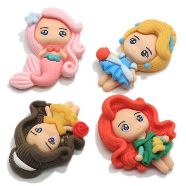 Kawaii Cartoon Prinzessin Flache Rückseite Harz Scrapbooking Zubehör Mädchen Cabochons Haarverzierungen 210804