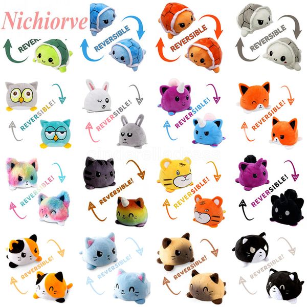 

us stock cute turtle ocs plush reversible cat gato doll kids christmas gift double-sided flip plush toy chirdren birthday gift