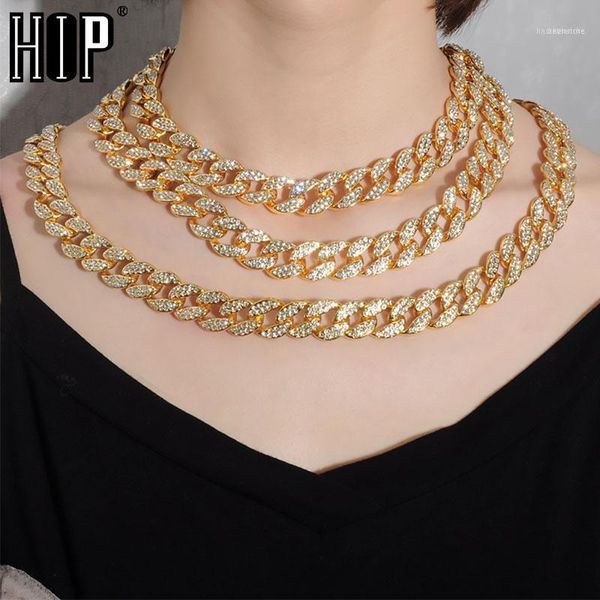 

chains hip hop miami curb iced out cuban chain necklace 15mm gold paved rhinestones cz bling rapper necklaces for men women jewelry1, Silver