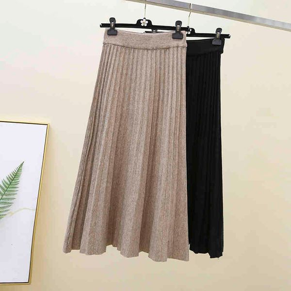 

skirts autumn casual medium-length fashion skirt wool knitted solid color the line core wire eq2n, Black