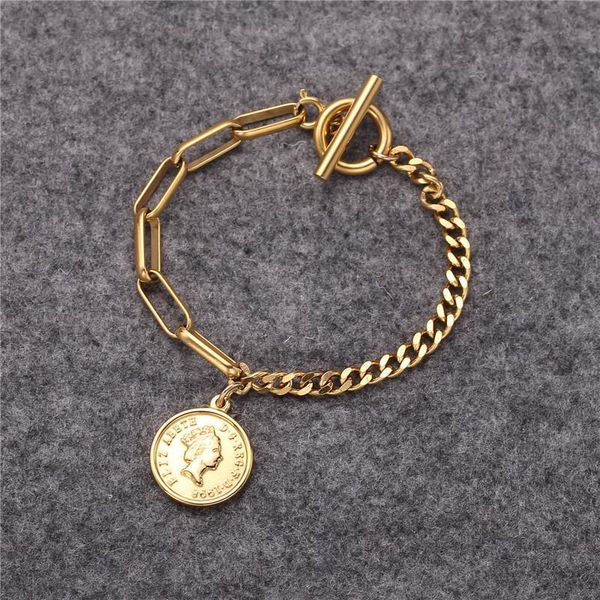 

bangle cr-168 2021 selling fashion creative jewelry coin titanium steel bracelet customizable factory direct supply, Black