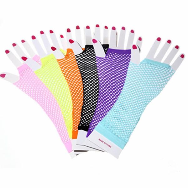 

children's mittens fingerless fishnet gloves for nightclub wear or jazz dance accessory stage performance, White