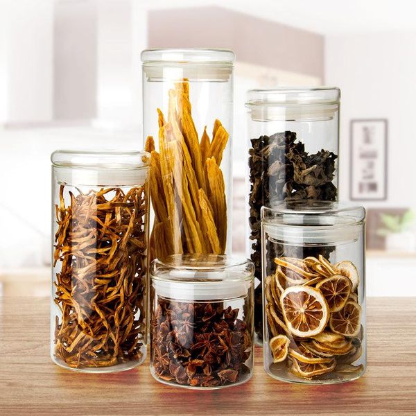 

glass cover candy jar for spices transparentcontainer with lids cookie kitchen jars and small size wholesal storage bottles &