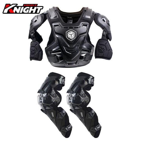

motorcycle armor ce motocross chest back protector moto protection riding protective gear + kneepad 2-piece set