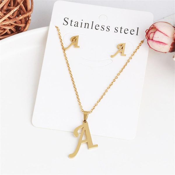 

pendant necklaces 2021 stainless steel 26 english letters necklace european and american fashion jewelry, Silver