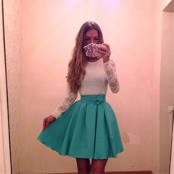

autumn fashion women white lace patchwork casual o-neck long sleeved dresses red green party dress robe vestidos, Black;gray