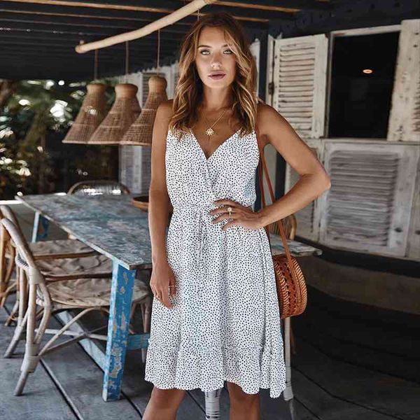 

summer dress women boho dot printed v-neck sling dress sleeveless backless fashion party elegant sweet sundress, Black;gray
