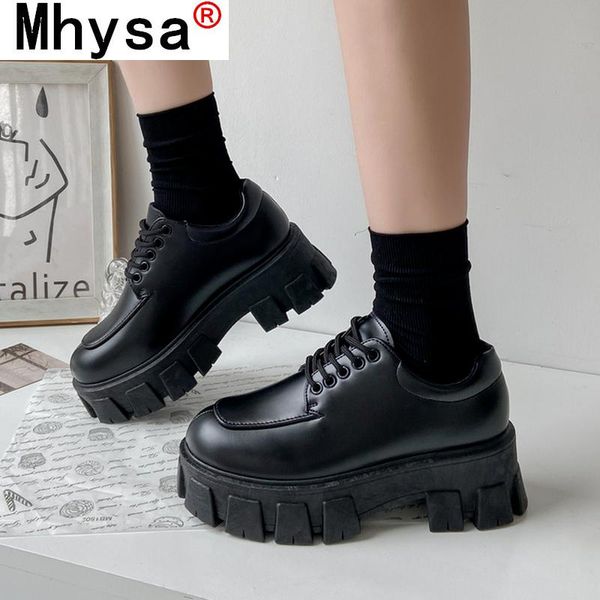 

dress shoes small leather female 2021 fashion thick high heel retro black work spring autumn sponge cake low single