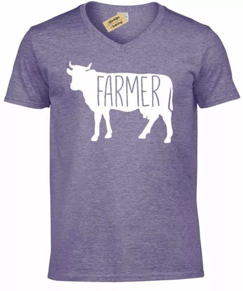 

granjero vaca camiseta paÃ­s animales hombre cuello en v camiseta, White;black