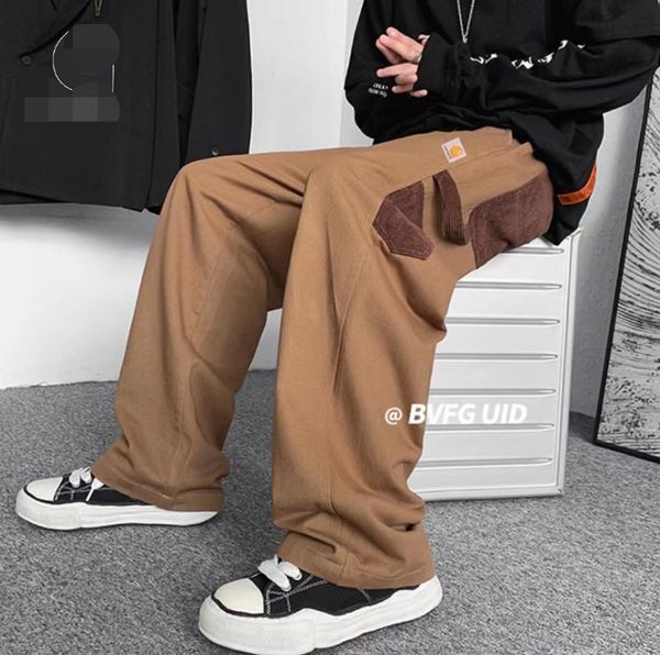 

men's pants autumn and winter casual high street travel comfortable locomotive straight wild couple retro daddy, Black