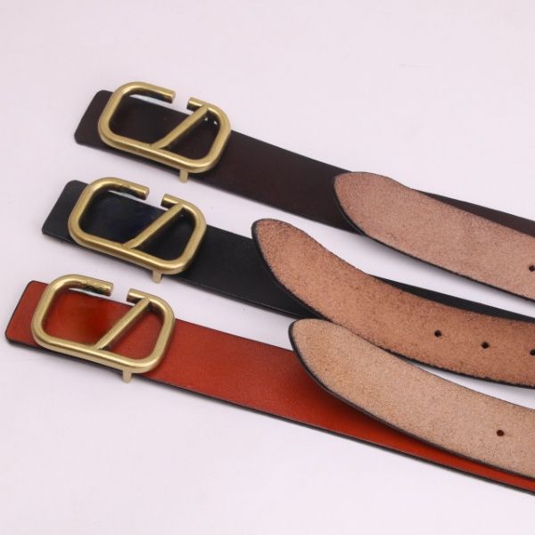 

cowhide men's and women's casual retro belt fashion trend 100% matching decoration 3.7cm wide, Black;brown