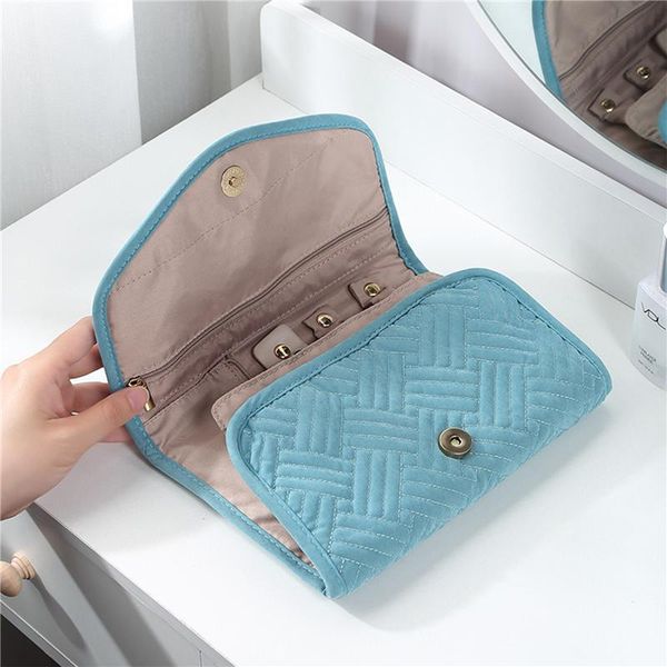 

jewelry storage bags envelope with zipper partition structure magnetic lock bag